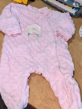 Baby Kyle & Deena Pink Plush Elephant Button Footie Sleeper Size 3-6M